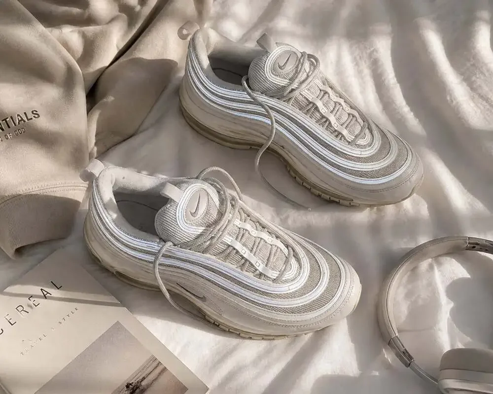 Nike Air‎ Max 97 Triple Light Beige • Reflective Tech Runner Sneakers Size 12
